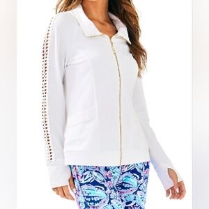 Lily Pulitzer Brigantine White Gold Glitter Stripe Pineapple Jacket size small